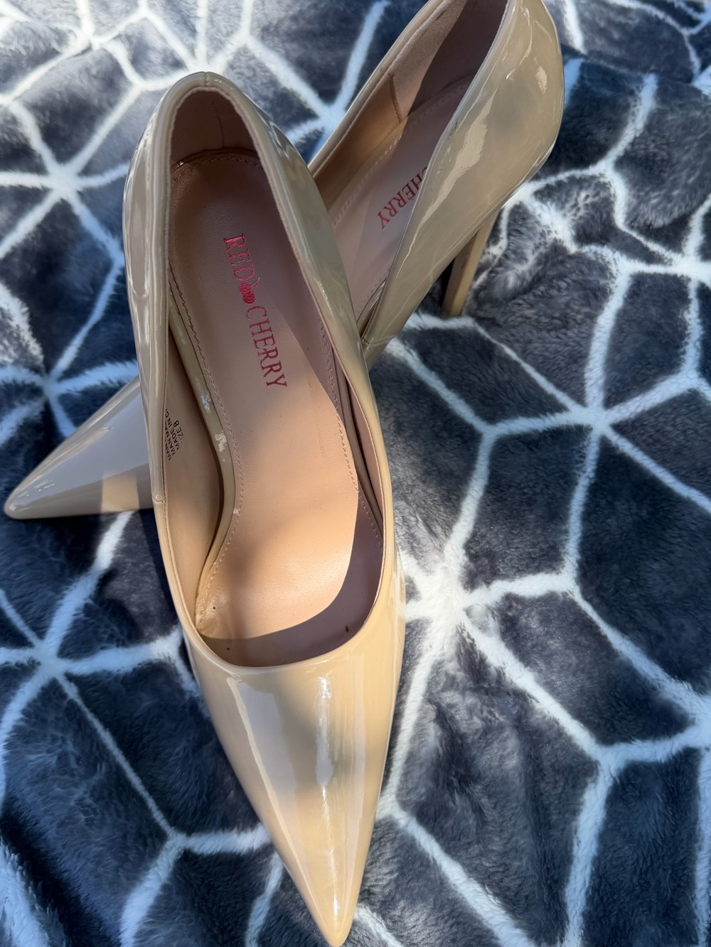 Nude Patent Pointed-Toe High Heels